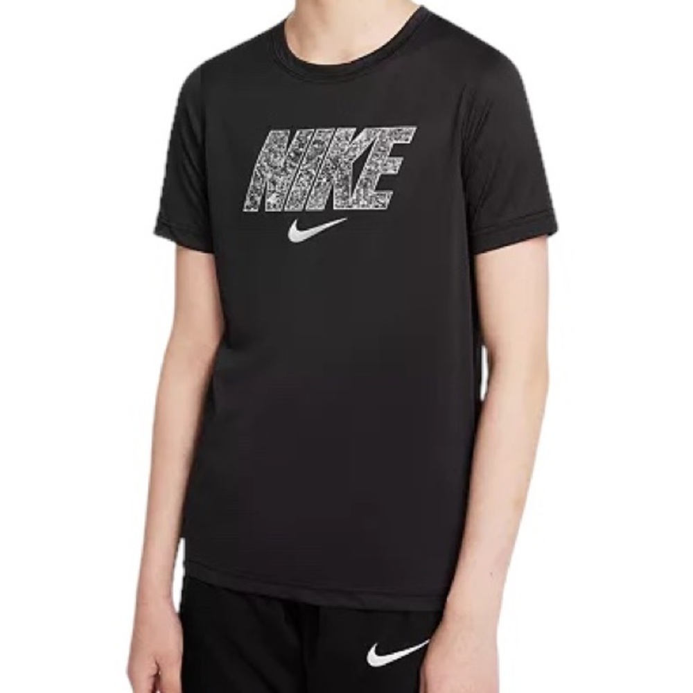 Nike Kids Large Boy Girl Black White Short Sleeve Shirt NWT
